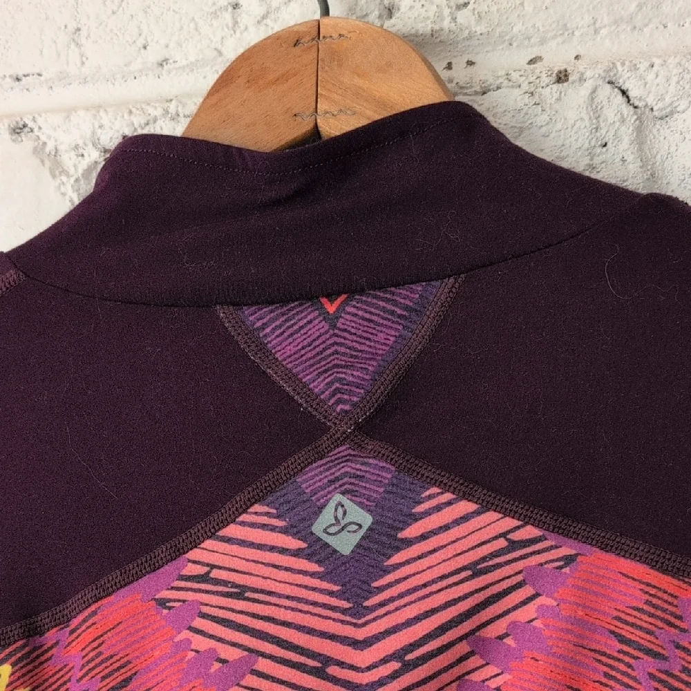 Prana Plum Athletic Zip Pullover with Multicolor Chevron Print - Picture 8 of 8